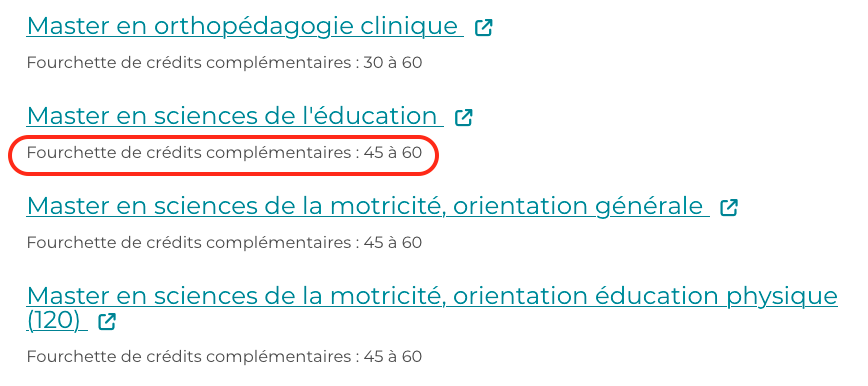 Site mesetudes.be: recherche des masters accessibles &agrave; partir d'un bachelier de type court
